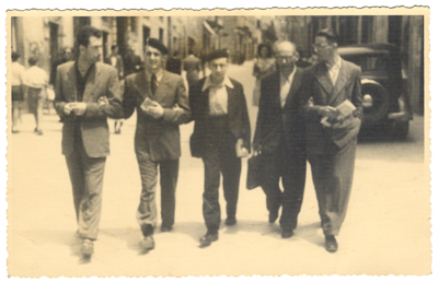 Il vertice del partito d'Azione di Arezzo nel 1945. Al centro Aldo Ducci a fianco di Curina